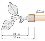 Карниз кованый "Лист розы" d19 мм однорядный, цвет античное золото