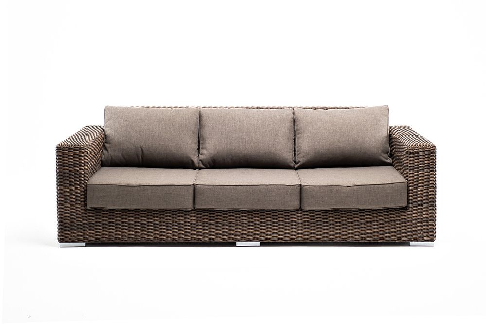 "Боно" диван из искусственного ротанга трехместный, цвет коричневый