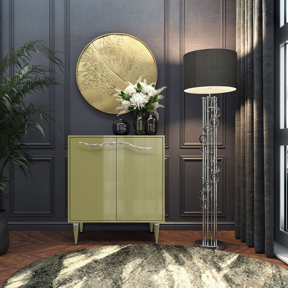 Комод Арт Колор Классик Сильвер с 2 полками Зеленая олива