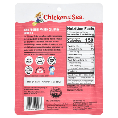 Chicken of the Sea, Дикий аляскинский лосось в родниковой воде, 142 г (5 унций)