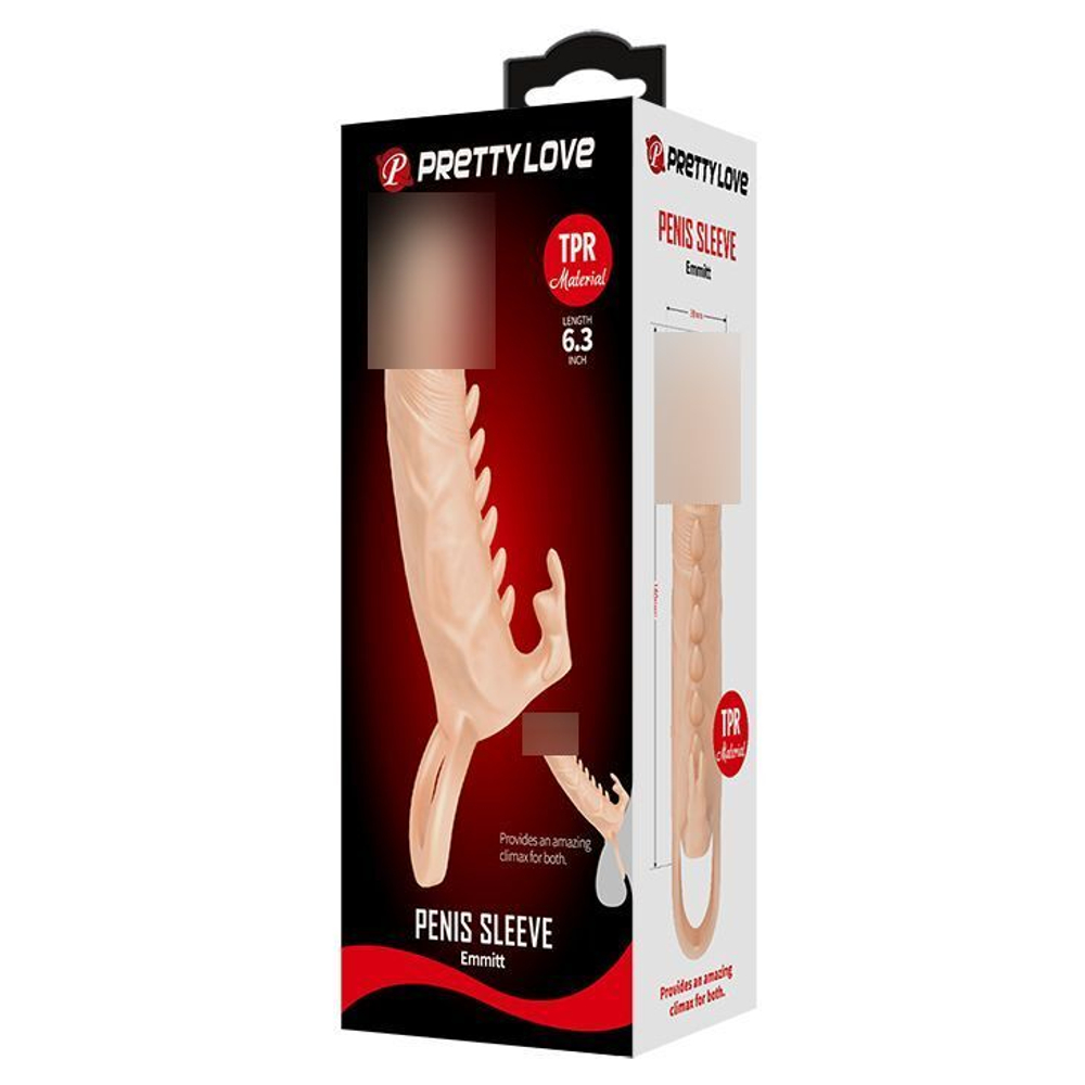 Телесная удлиняющая насадка Penis Sleeve Emmitt - 17 см.