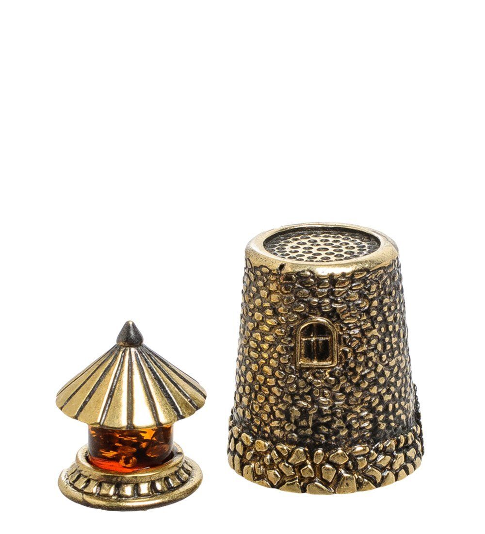 AM-1774 Наперсток «Маяк» (латунь, янтарь)