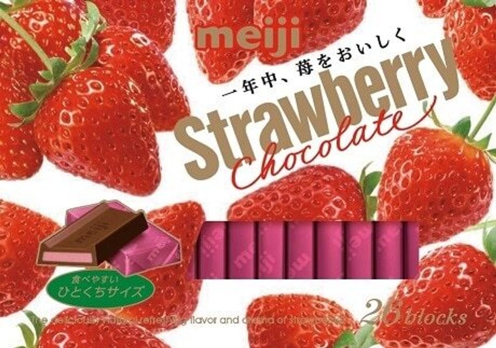 Шоколад Meiji 26 blocks Strawberry со вкусом клубники, 120г