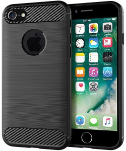Чехол для iPhone 7 (iPhone 8) цвет Black (черный), серия Carbon от Caseport