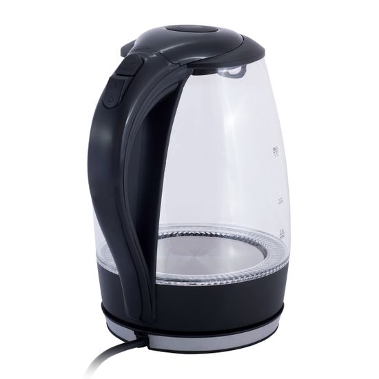 Чайник электрический 1,5 л. стеклянный Kamille KM-1700B (черный) с синей LED подсветкой