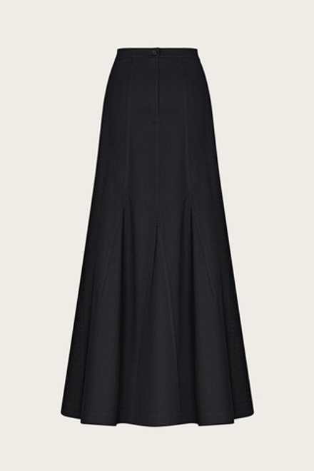 ЮБКА-МАКСИ С КЛИНЬЯМИ ИЗ ЧЕРНОГО ХЛОПКОВОГО ДЕНИМА