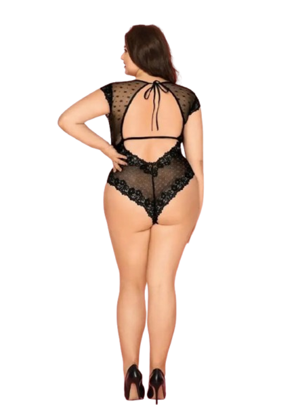Кружевное прозрачное боди plus size