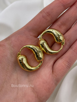 Серьги кольца золотистые капли