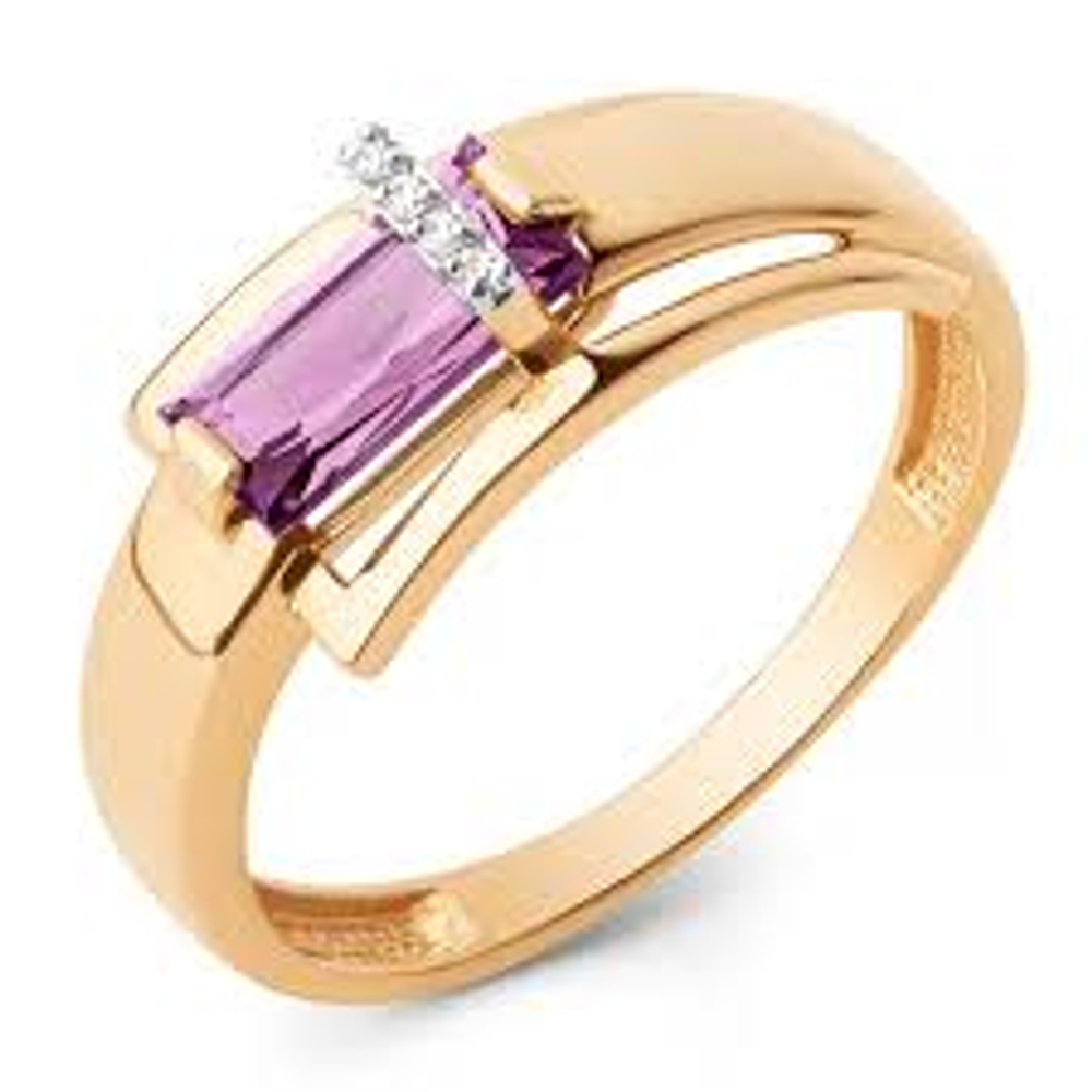Кольцо из золота с аметистами
