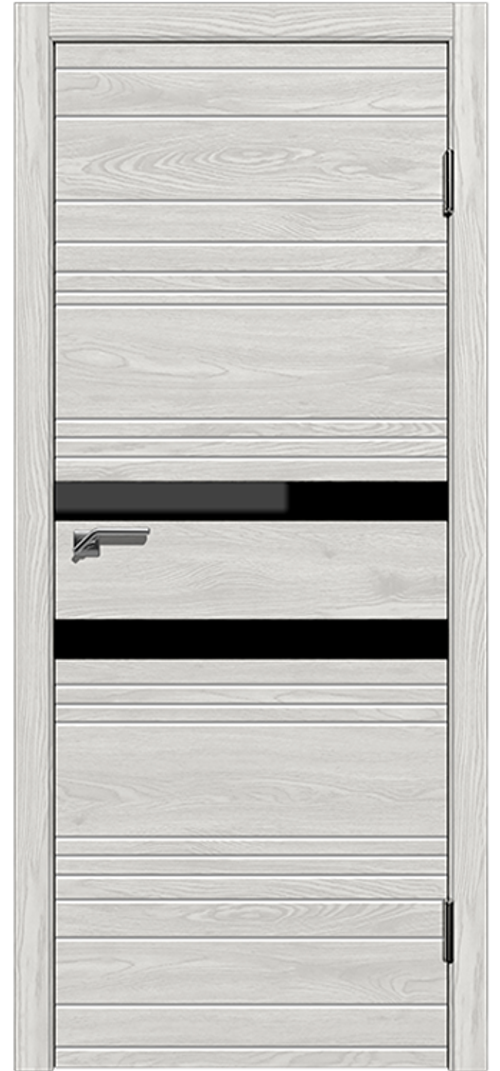 Межкомнатная дверь ЭКО 04 / Цвет Лиственница серая / Стекло "Лакобель черное" / Двери Верда