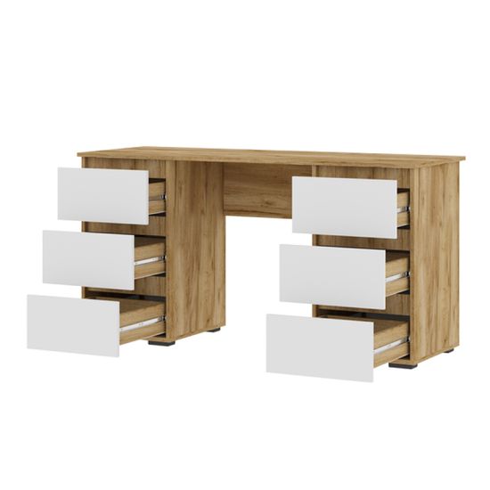 ХЕЛЕН ПС 02 Письменный столФАСАД БЕЛЫЙ/КОРПУС ДУБ КРАФТ ЗОЛОТО