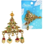 Брошь новогодняя «Gold Podarok - Ёлочка», 3.5*5.3см