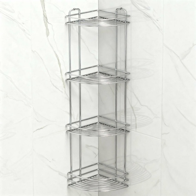 Полка угловая 4-ярусная 21*21*82,5см "Basic", хром