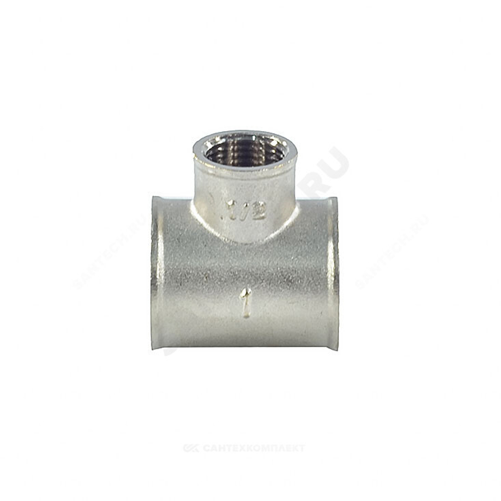 Тройник латунь никель переходной Ду 25х15х25 (1"х1/2"х1") ВР/ВР SantechSystems