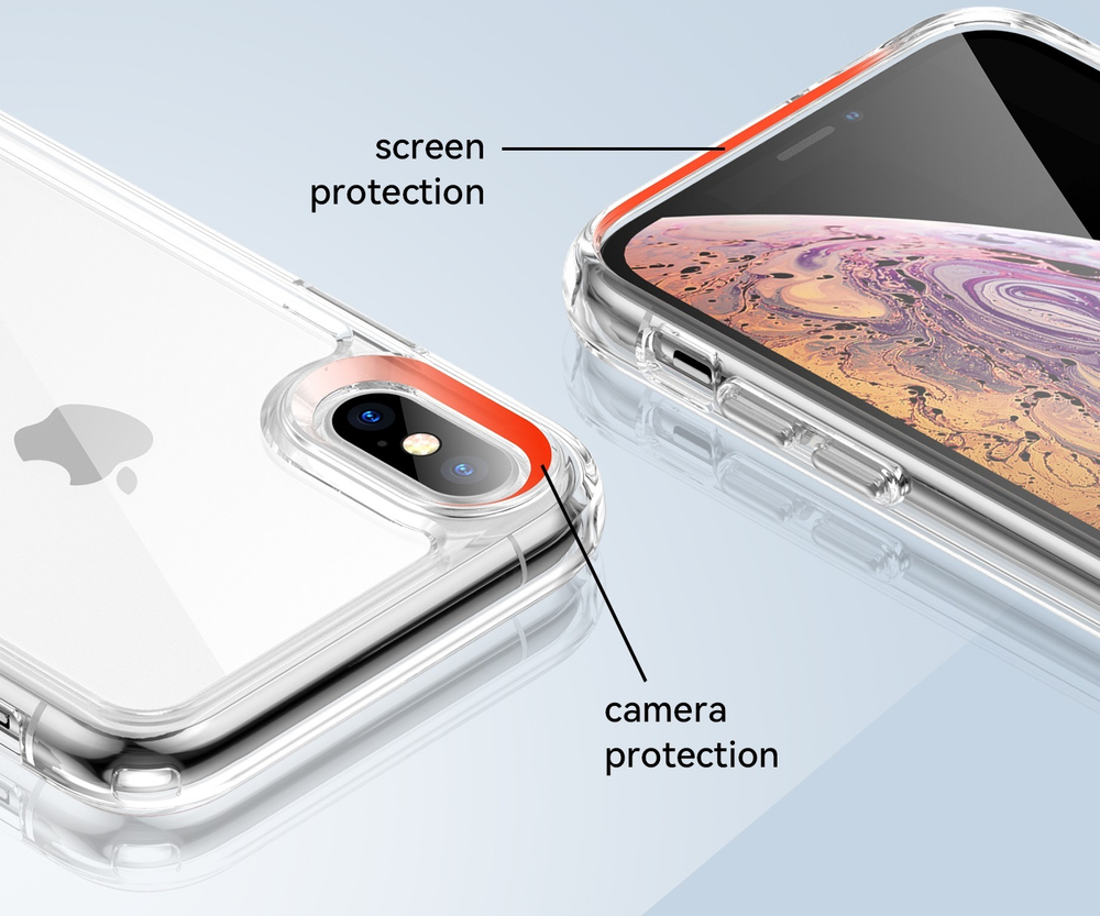 Двухкомпонентный прозрачный чехол для смартфона iPhone X и XS, мягкий отклик кнопок, усиленная защита