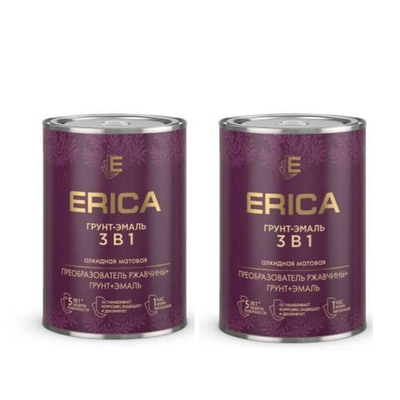 Грунт-эмаль Erica 3 в 1 серая, 0,8кг 2шт.