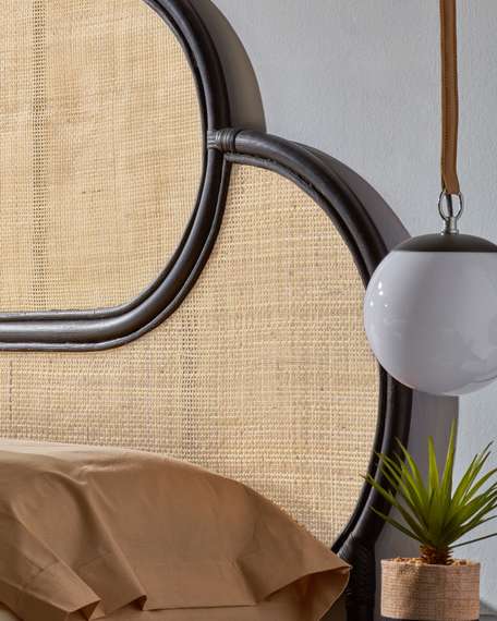 Изголовье из ротанга Lalita с черным каркасом 170х120 см