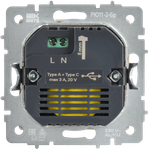 BRITE Розетка USB A+C 45Вт высокоскоростная зарядка РЮ11-2-БрГ графит IEK