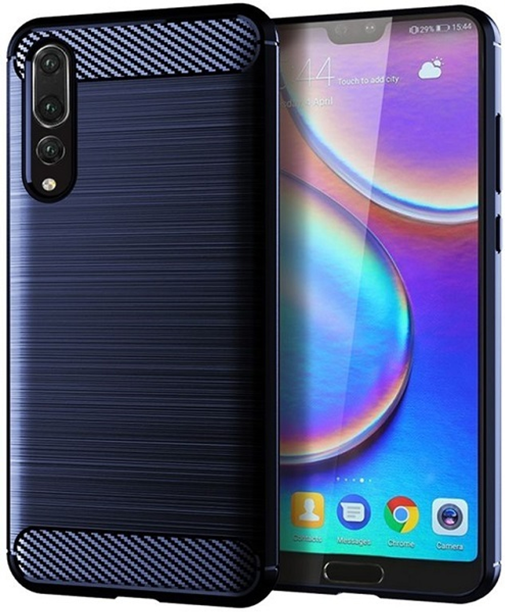 Чехол для Huawei P20 Pro цвет Blue (синий), серия Carbon от Caseport