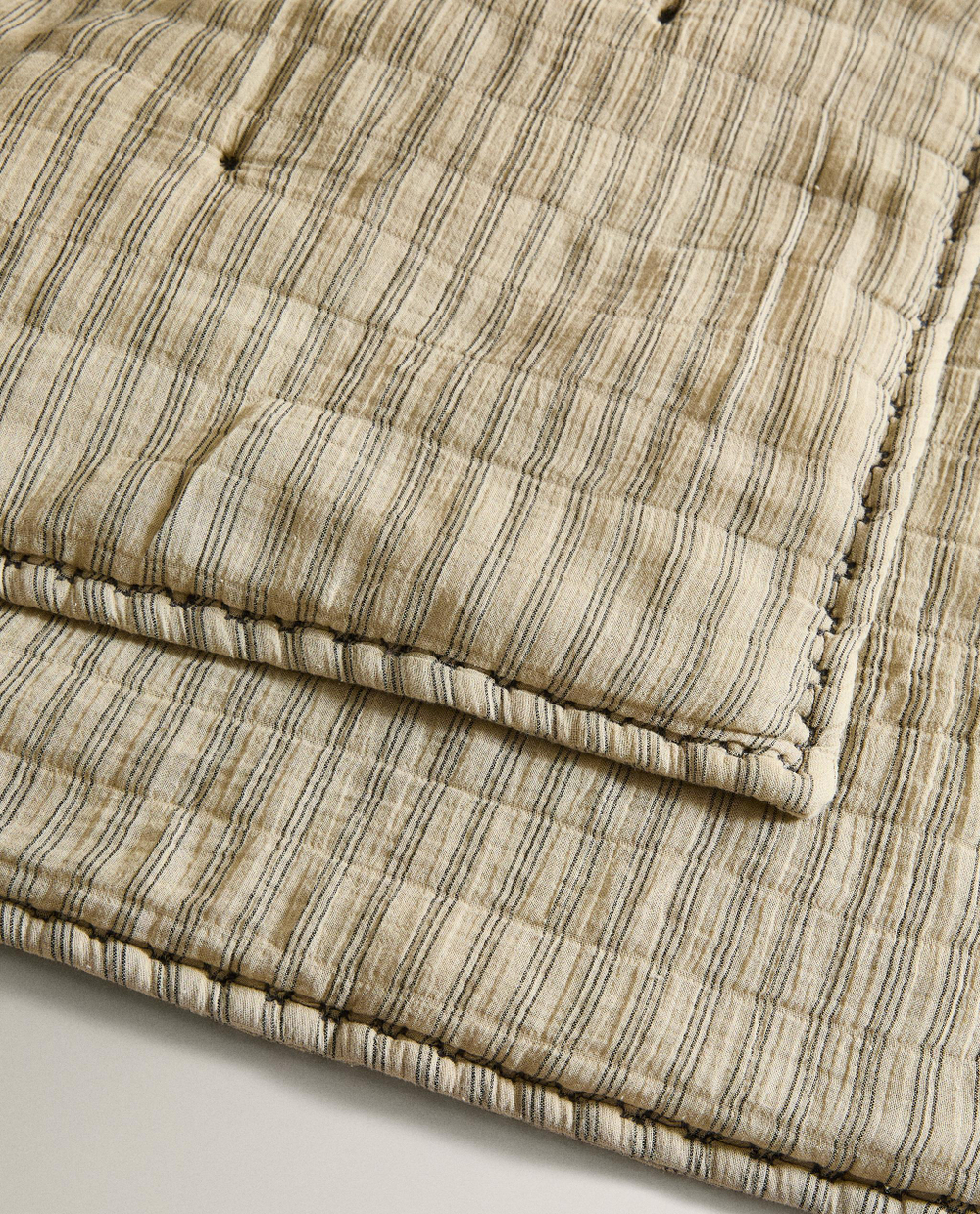 Zara Home покрывало детское из хлопка, зелёный, в полоску