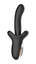 Черный вибратор с постукивающим эффектом - 22 см. (Цвет: черный)