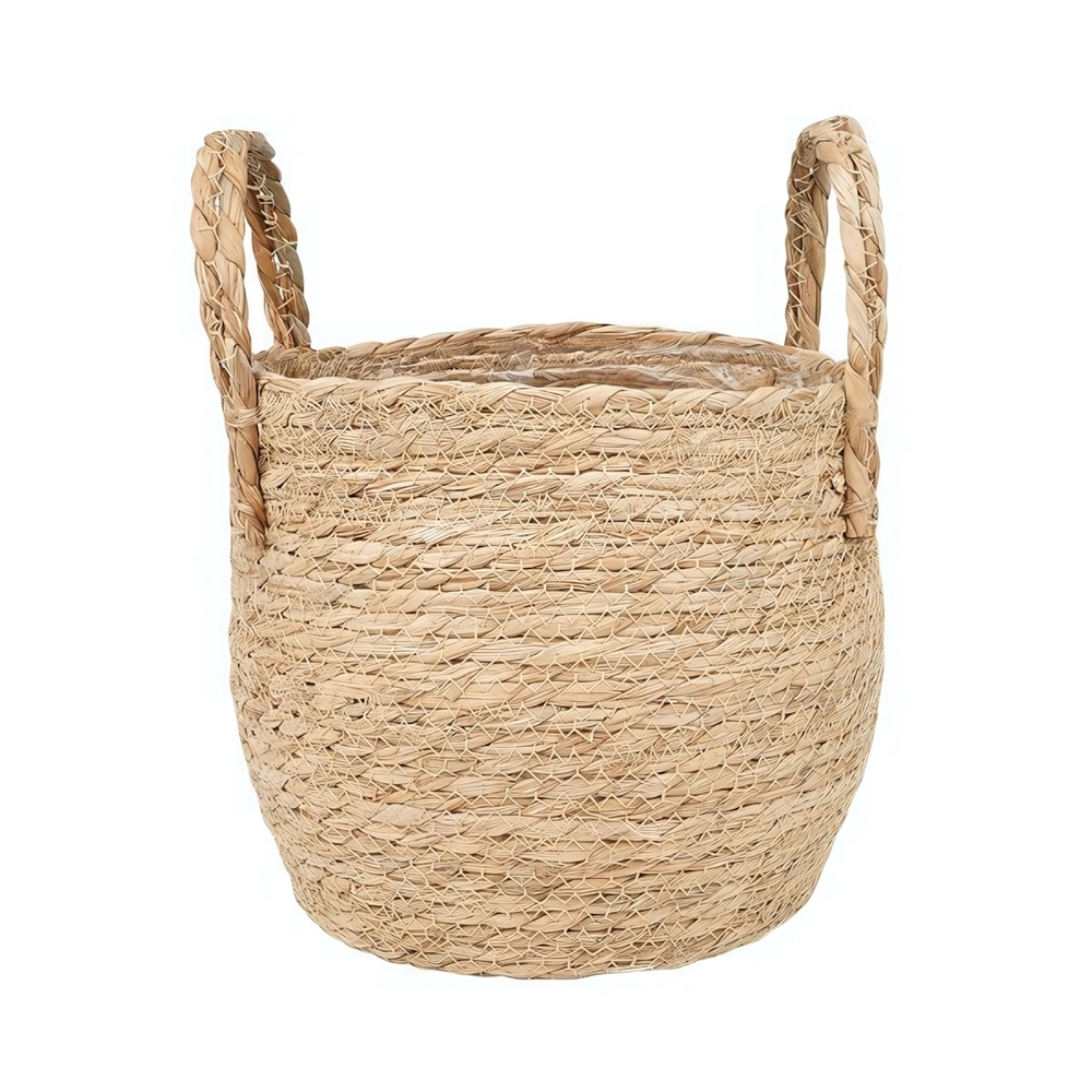 Кашпо плетеное "Кения" круглое с ручками, 4,5л внешний размер Д225 Ш225 В185, натуральный