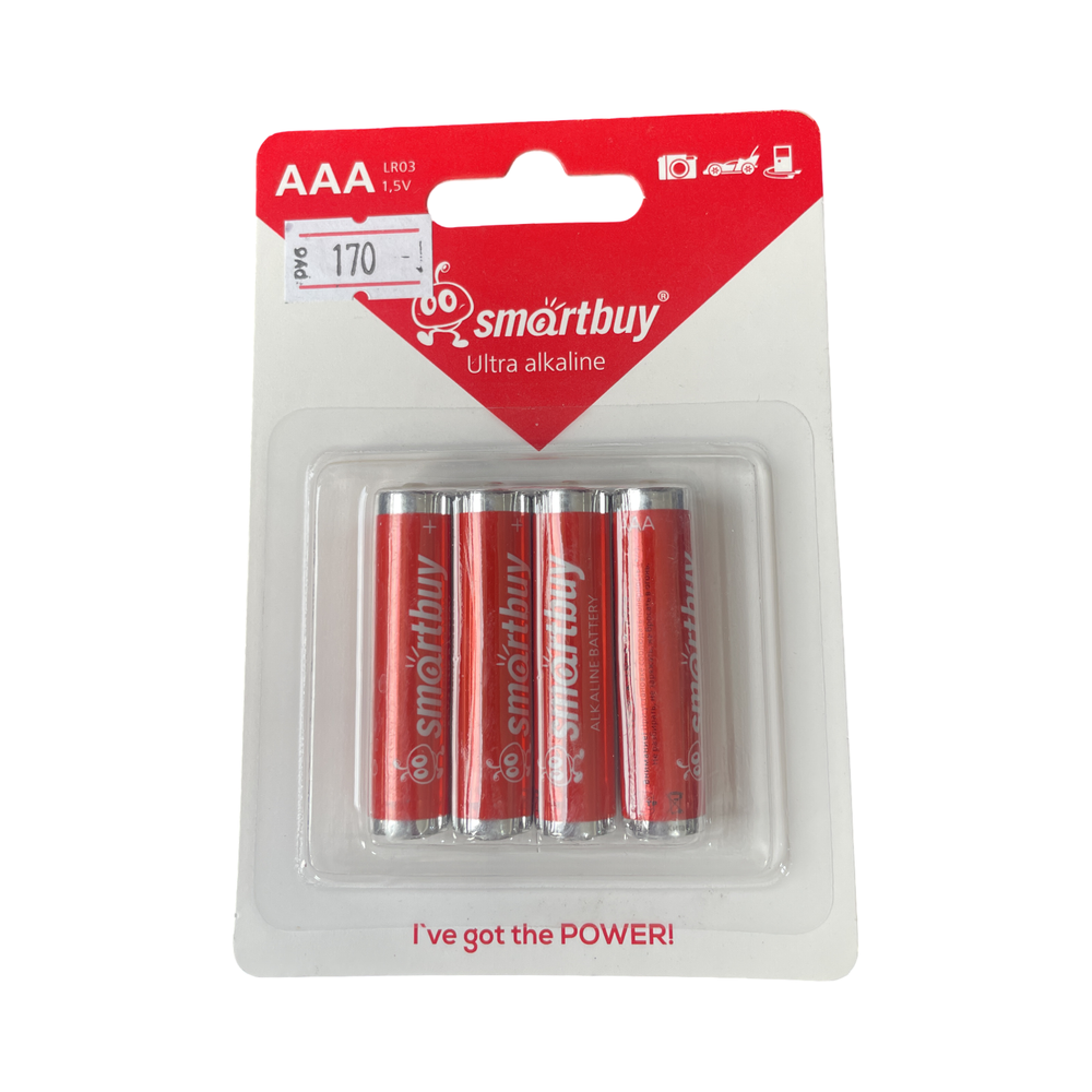 Батарейка AAA SmartBuy Ultra Alkaline LR03-4BL, 4/48/480, 4шт/уп.