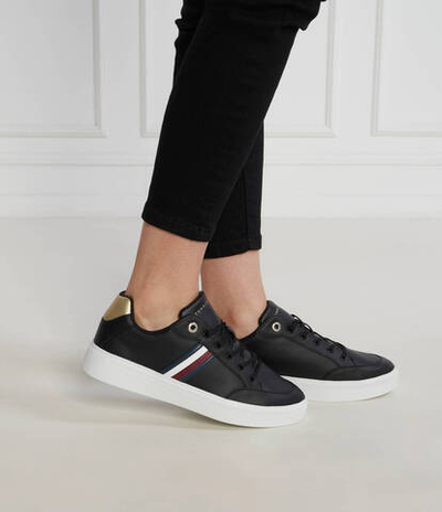 Кожаные кроссовки elevated global stripes Tommy Hilfiger - черный(FW0FW07446)