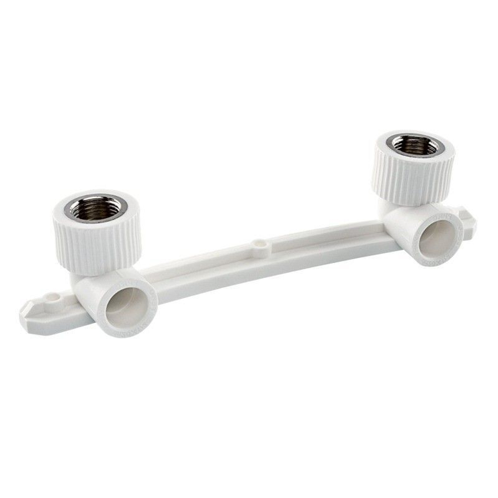 Угольник полипропиленовый двойной 20х1/2" ВР с креплением TEBO