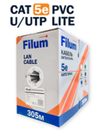 Кабель витая пара U/UTP 5e кат. 4 пары Filum FL-LITE-5E-UUTP4-24AWG-PVC-305-GY