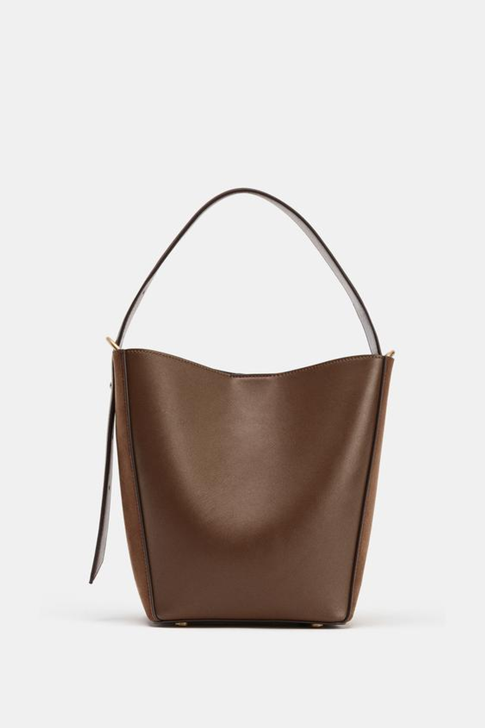 ZARA КОМБИНИРОВАННАЯ СУМКА-МЕШОК, КОРИЧНЕВЫЙ