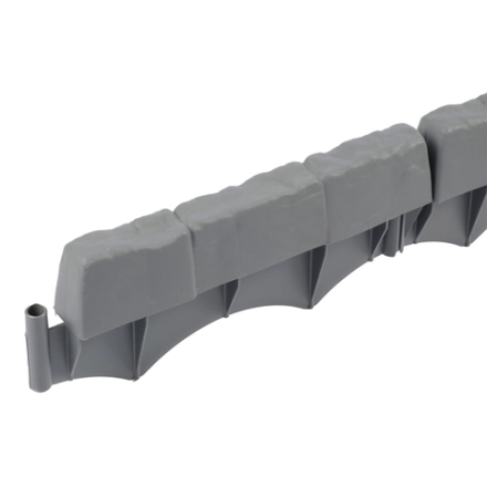 Заборчик декоративный Мегасад Камень 34х13х4см, 4 секции, полипропилен, серый, HD7098