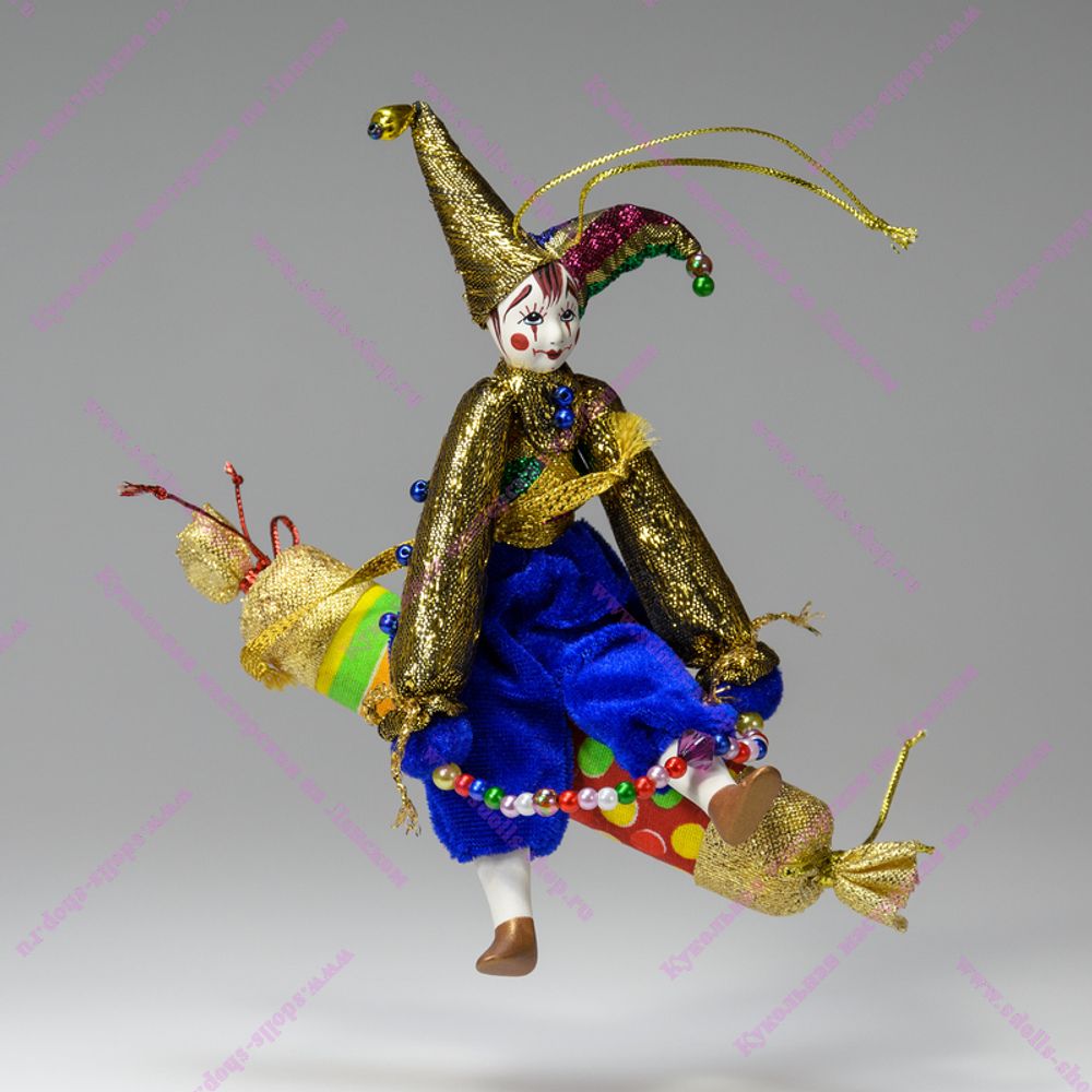 Ёлочная игрушка Скоморох на хлопушке