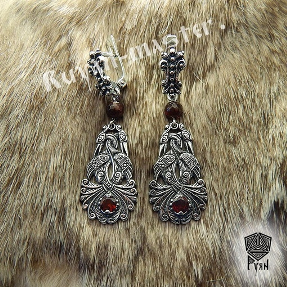 Серьги "Аисты" со швензой "Крин".