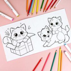 Книжка-раскраска для детей "У меня лапки" арт. 71055 МИЛЫЕ КОТИКИ /215x215 мм, 8 л., блок - офсет 100 г/м², печать в одну краску, обл - мелованный картон 200 г/м², выборочный УФ-лак, мягкий переплёт (2 скобы),