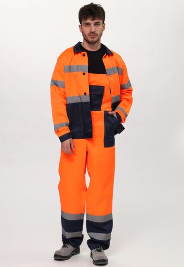 Костюм "Дорожник Олимп" полукомбинезон (оранжевый/т.синий)