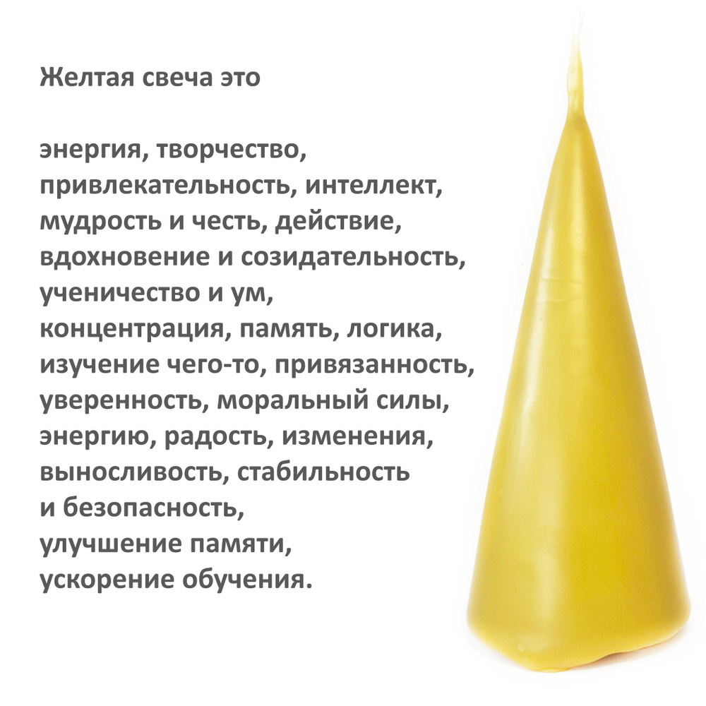 Свеча конус желтая / 13х5 см