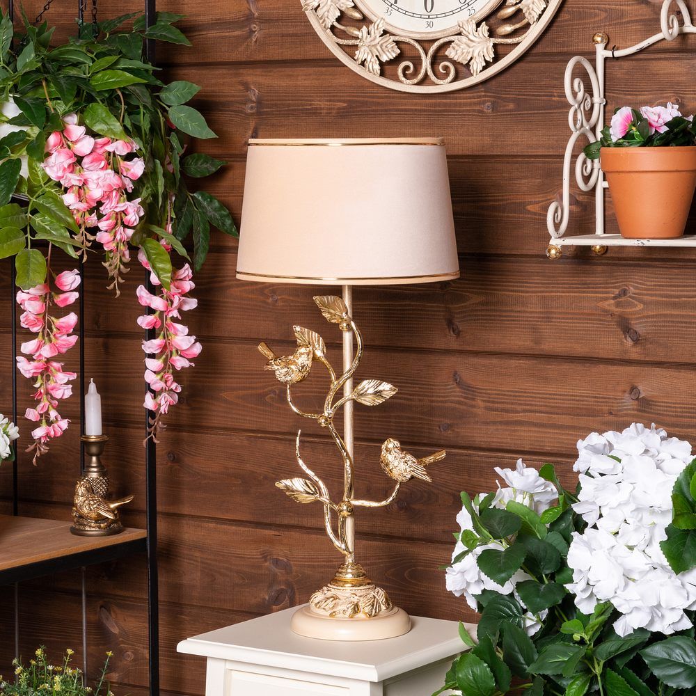 Настольная лампа Терра Spring Айвори с абажуром Тюссо Конфети Айвори