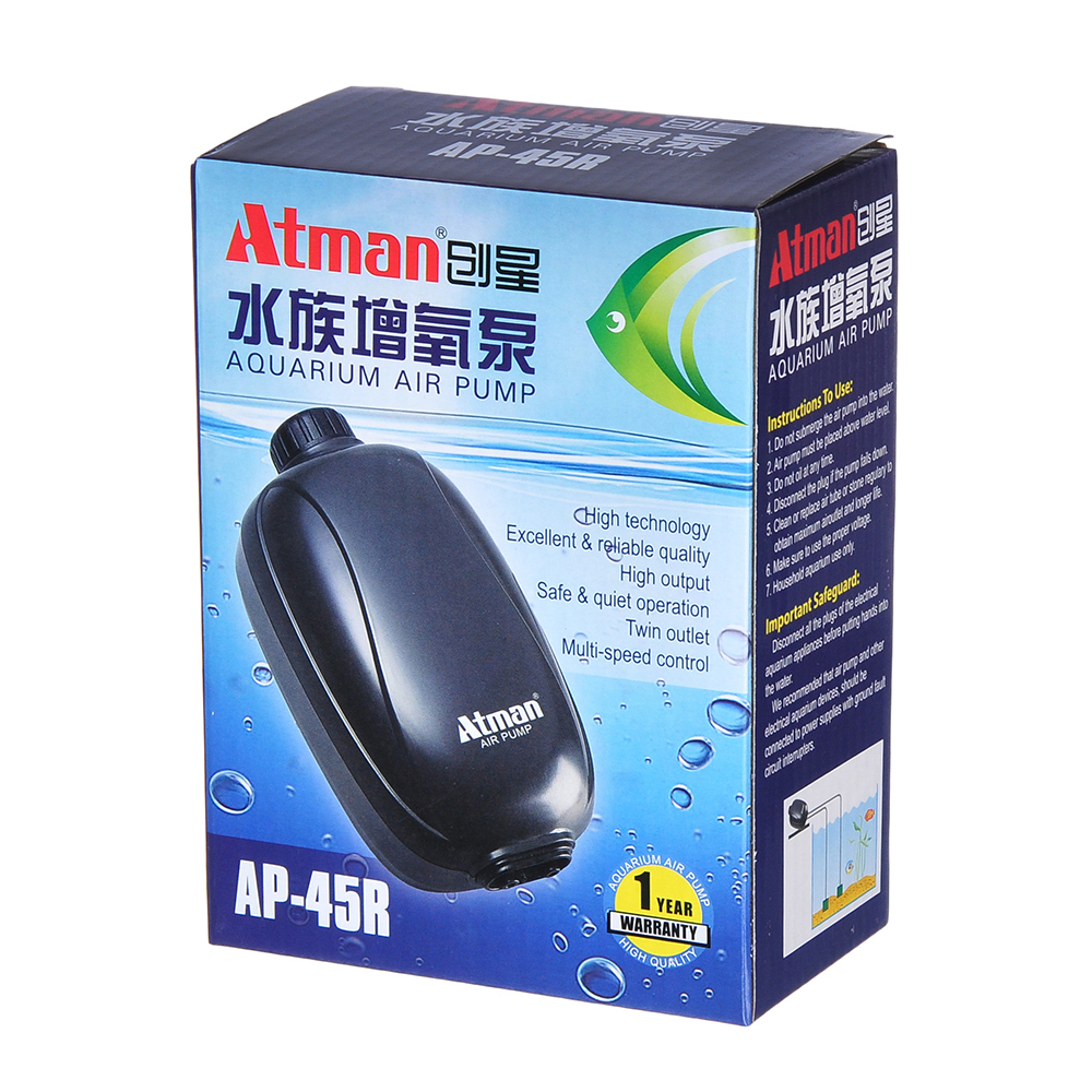 ATMAN AP-45R Компрессор для аквариумов до 400 литров, 2*180 л/ч, регулируемый