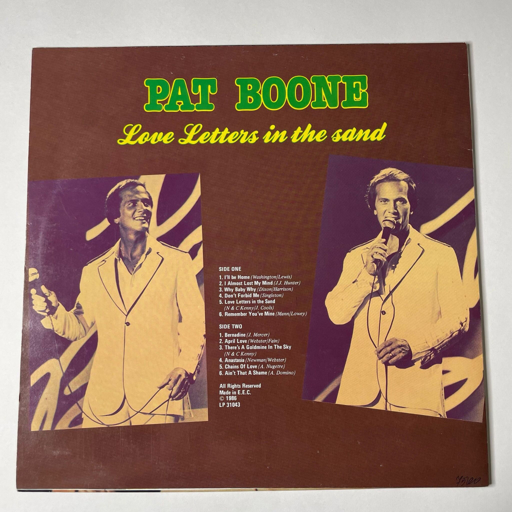 Винтажная виниловая пластинка LP Pat Boone Love Letters In The Sand (EU 1986)