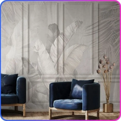 Фотообои Тропические листья на бетоне 300х270 см Luxury Walls AM39103