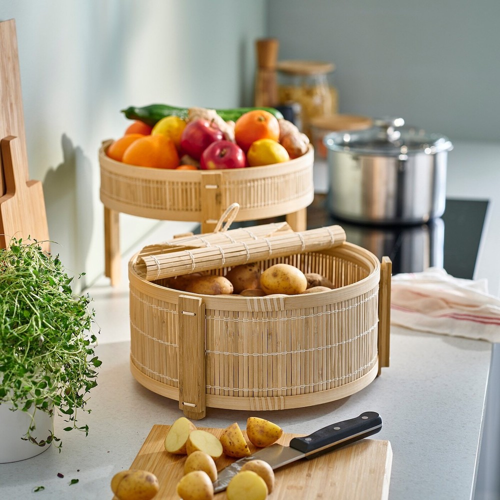 IKEA KANELMOTT  (ИКЕА КАНЕЛМОТТ)  -  Корзина для фруктов и овощей, комплект из 2 штук, бамбук