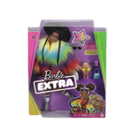 Кукла Barbie Extra и аксессуары с афро-пухами в лохматом радужном пальто и спортивном стиле с домашним пуделем