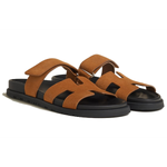 Hermes Chypre open-toed flat-heeled slippers women's natural color, H222297Z A4