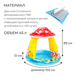 Бассейн надувной Intex 57114 Sunset Shade Грибок 102х89 см / Круглый бассейн Интекс с навесом от солнца и надувным дном для дачи