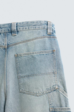 ZARA ДЖИНСЫ WIDE BAGGY FIT, ГОЛУБОЙ