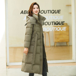 Длинный женский пуховик