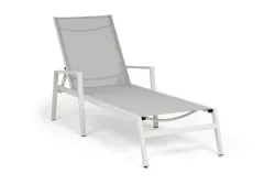 "Парма" шезлонг, каркас алюминий светло-серый (RAL7035) муар, ткань текстилен светло-серая