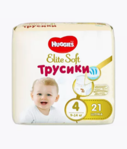 ПОДГУЗНИКИ HUGGIES 4 ТРУСИКИ ELITE SOFT 9-14 КГ 21ШТ