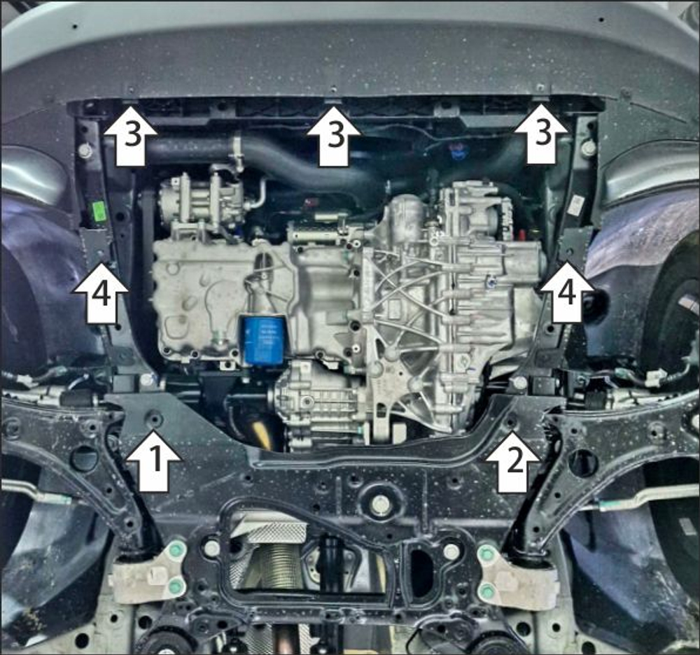 Защита картера двигателя, КПП. 2 мм, Сталь. для TENET T8 2025-н.в., Motodor.79017